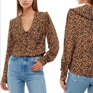 NEW WAYF Esther Blouse in Cheetah